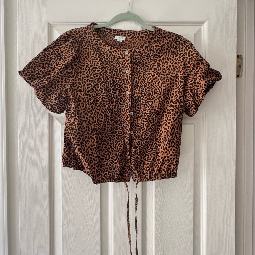 J. Crew Women's Animal Print Button-Up Top - Picture 2 of 7